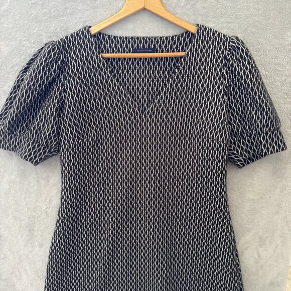 Tommy Hilfiger Puff Short Sleeve Swing Dress Pull On Black White Vneck Size 14 - Picture 9 of 16